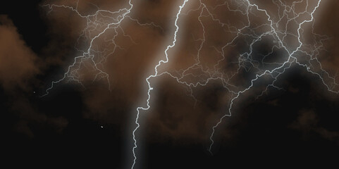 Mountainous Cumulus Clouds Boiling in the Summer Sky. White cloudiness, mist or smog overlay backgrounds. Wide sky and clouds dark tone. Dark cloud at evening sky with thunder bolt.>>
