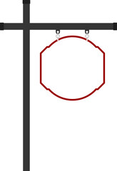 Illustration of a hanging sign board with blank copy space. Empty sign board with pole for your design. 