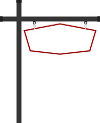 Obraz premium Illustration of a hanging sign board with blank copy space. Empty sign board with pole for your design. 