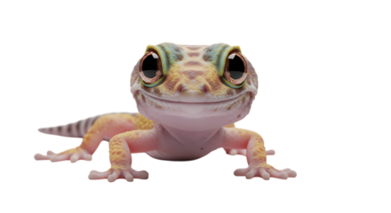 Smiling Gecko on Transparent Background Reptile Closeup