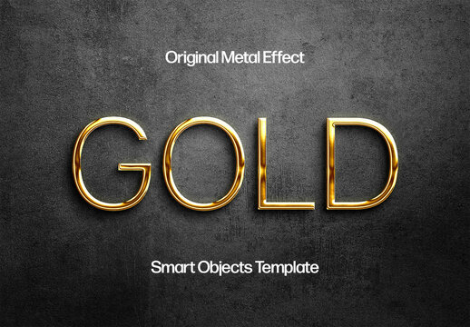 Golden Chrome Text & Logo Effect Mockup
