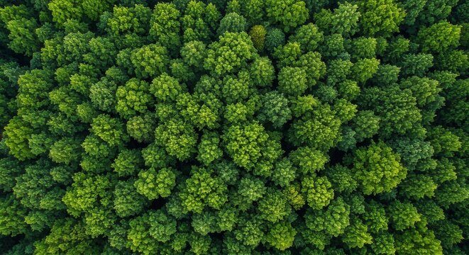 Forest texture background. Aerial view of lush green forest. Nature conservation, environmental protection and biodiversity. Scenic landscape panorama. Arbor day, World Environment day concept. - Powered by Adobe