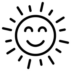 happy sun line  icon
