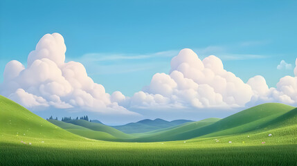 Joyful Awakening in a Spinning Meadow of Lush Green Fields