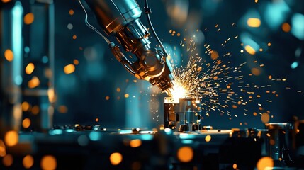 Industrial Robot Welding with Sparks