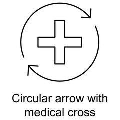 Obraz premium Circular arrow with medical cross Icon, Sustainable Healthcare Cycle, Regenerative Medical Solutions