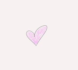 Hand-drawn textured heart in plum royale color palette. Doodle art