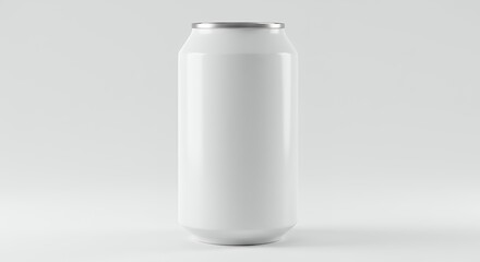 White Aluminum Can Standing on White Background in Studio Shot