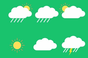 weather icons set on green background 