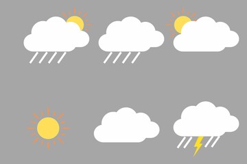 weather icons set on gray background 
