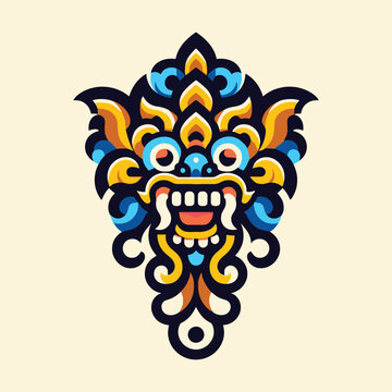 Vibrant and Ornate Balinese Mask Logo Vector Illustration