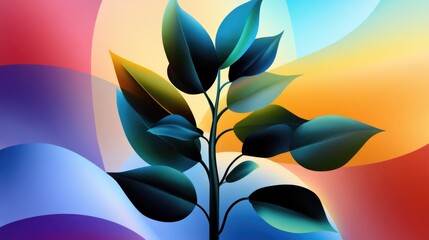 Fototapeta premium Vibrant growth abstract plant design digital art colorful background contemporary style artistic perspective