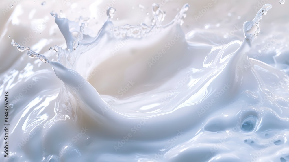 Poster Close-up of a milk splash, showing texture and movement.