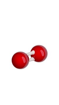 Molecule of Oxygen. Animated chemical 3D Model: Ball and stick. Molecular Formula: O2. white background. Seamless loop. Vertical screen. 3D rendering.