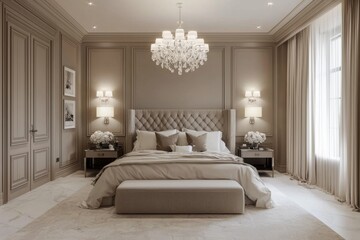 Exquisite marble finishes throughout the room enhance sophistication.