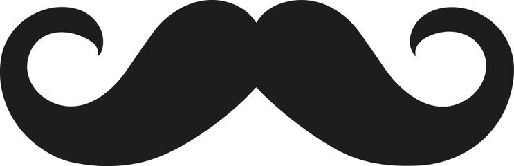 Curled Mexican Mustache Silhouette - Vector Icon for Cinco de Mayo
