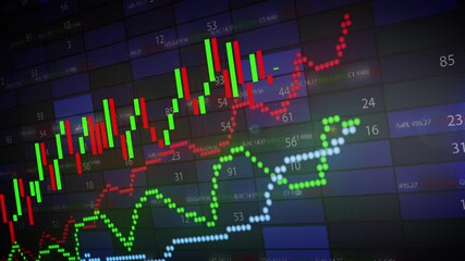 3D Growing line chart graph, candlestick chart crypto exchange finance market. Animation of statistical and stock market data. Technology concept. - Powered by Adobe