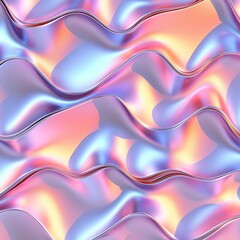 A vibrant, flowing abstract design featuring soft, wavy patterns in pastel colors of pink, blue, and lavender.