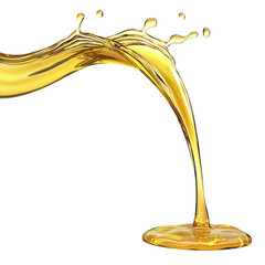 Golden liquid gracefully cascading in smooth pour visually appealing and dynamic splash isolated on png transparent background