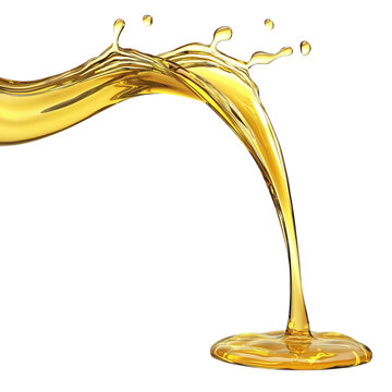 Golden liquid gracefully cascading in smooth pour visually appealing and dynamic splash isolated on png transparent background