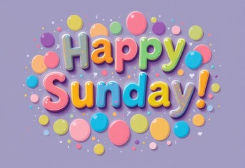 Bright and Cheerful Happy Sunday Greeting with Colorful Candy Design