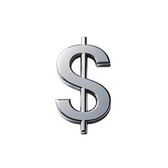 Metallic Dollar Sign on Transparent Background.