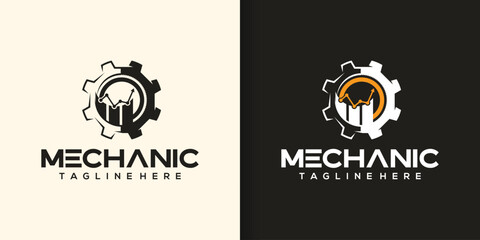 Automotive logo design, logo for garage workshop with piston gear elements