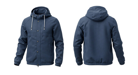 Windbreaker Jacket Mockup Displaying Front and Back on White Background

