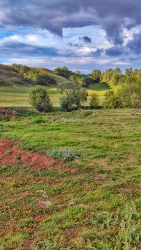 Valley with Rolling Hills of Serene Landscape