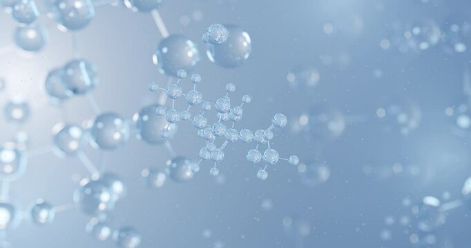 Dexmethylphenidate Hydrochloride rotating 3D model of synthetic sympathomimetic amine, seamless looped video