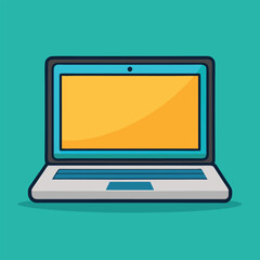 Vector illustration of a blank silver laptop computer screen for business and technology design