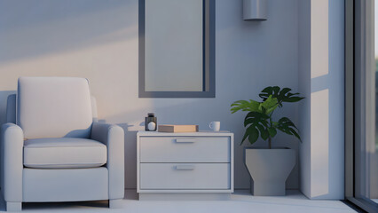 Modern interior design featuring minimalist room w