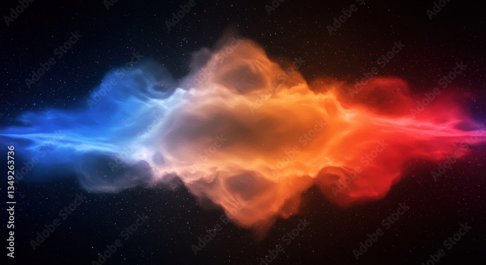 Wall mural an abstract digital rendering of a luminous, cloud-like formation with a warm orange core transition