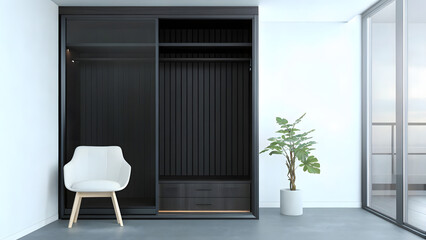 Fototapeta premium Modern interior design featuring minimalist room w