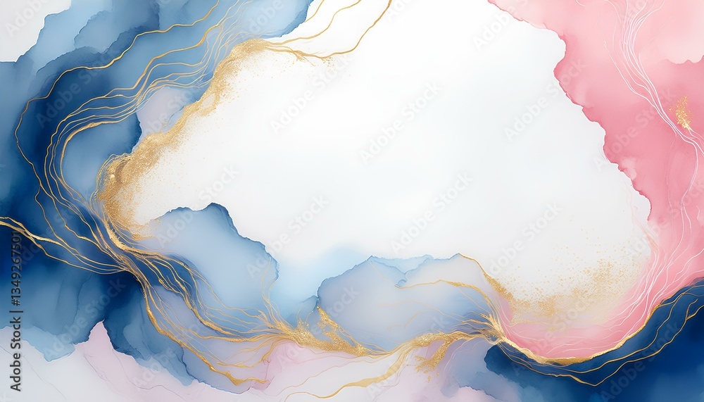 Aufkleber abstract pink and blue watercolor background with copy space for add text or design.