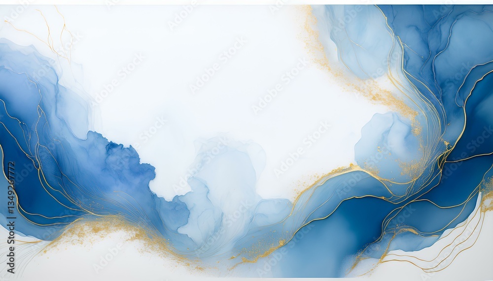 Poster abstract blue watercolor background with copy space for add text or design.