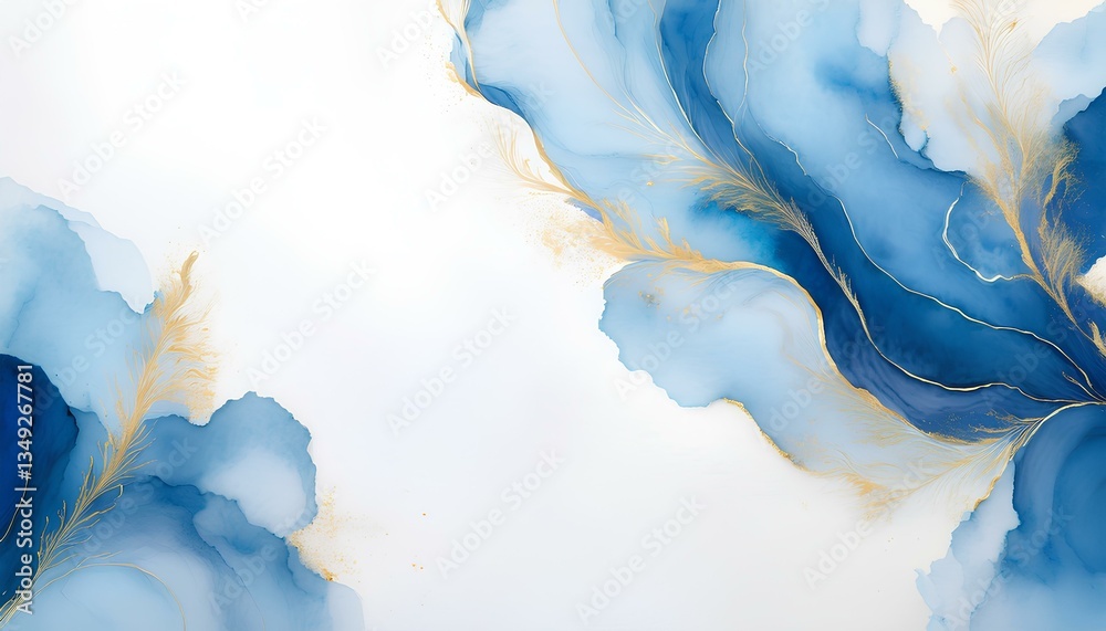Poster abstract blue watercolor background with copy space for add text or design.