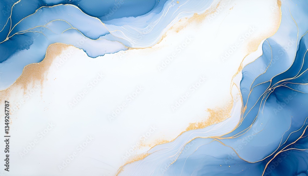 Aufkleber abstract blue gold watercolor background with copy space for add text or design.