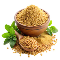Fenugreek powder isolated on transparent background