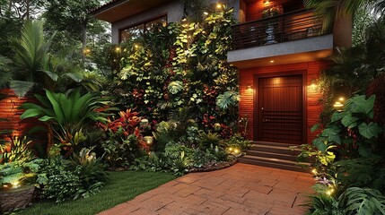 Tropical Home Exterior Surrounded by Lush Greenery