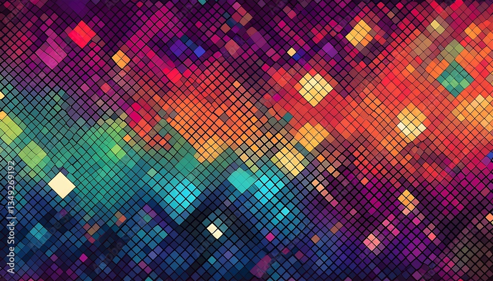 Poster abstract background with colorful mosaic squares