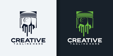 Automotive logo design, logo for garage workshop with piston gear elements