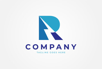 Fototapeta premium Letter R Electric Logo. letter R and lightning bolt combination. tunder bolt design logo template. vector illustration
