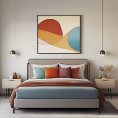 Modern bedroom interior, minimalist colors, home decor and design
