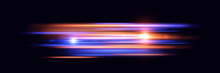 Naklejka premium Motion Lighting Effect for Banners.Red and Blue Lines of Light, Speed ​​and Motion.Vector Flash.EPS 10.