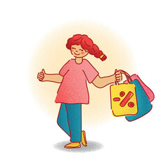 happy girl with shopping bags