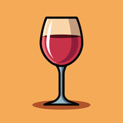 Elegant Wine Glass Illustration with Red Wine