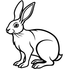 Obraz premium Hare Silhouette: A stylized black and white illustration of a hare, capturing its alert posture and long ears, perfect for design projects.