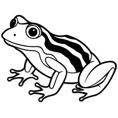 Naklejka premium Leaping Lines: A monochrome depiction of a frog, its form defined by bold outlines, poised mid-jump and showcasing artistic simplicity
