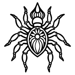 Symbolic Spider Glyph: A detailed and stylized illustration of a spider glyph, showcasing symmetrical design, intricate patterns, and cultural symbolism, representing a unique artistic interpretation